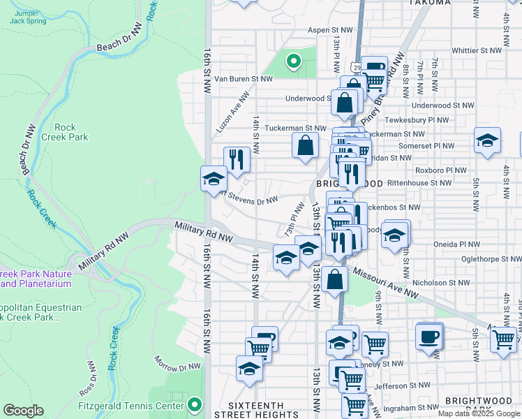 map of restaurants, bars, coffee shops, grocery stores, and more near 1380 Fort Stevens Drive Northwest in Washington