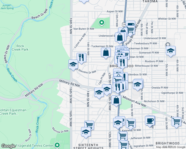 map of restaurants, bars, coffee shops, grocery stores, and more near 1370 Fort Stevens Drive Northwest in Washington