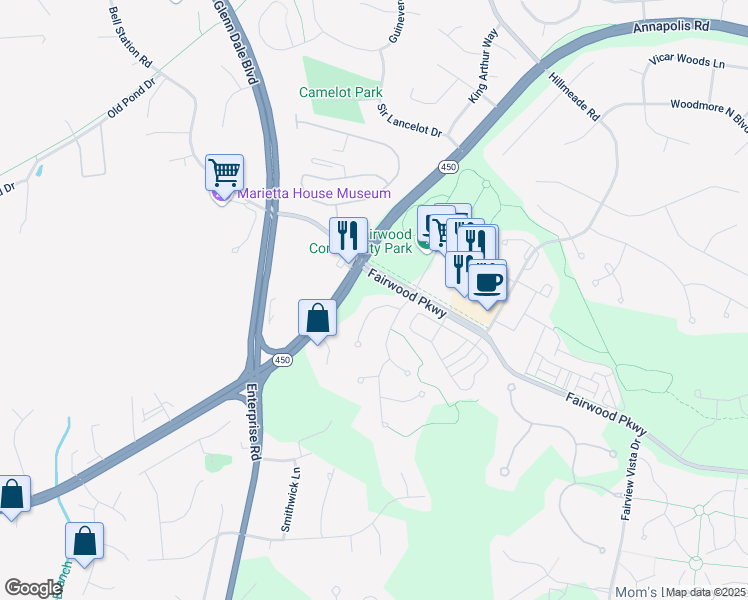 map of restaurants, bars, coffee shops, grocery stores, and more near 12326 Eugenes Prospect Drive in Bowie