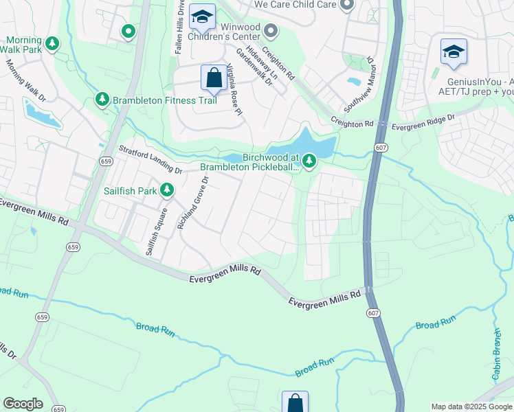 map of restaurants, bars, coffee shops, grocery stores, and more near 42728 Autumn Day Terrace in Ashburn