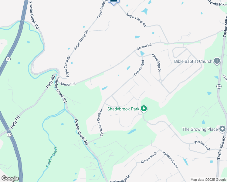 map of restaurants, bars, coffee shops, grocery stores, and more near 2832 Sycamore Creek Drive in Independence