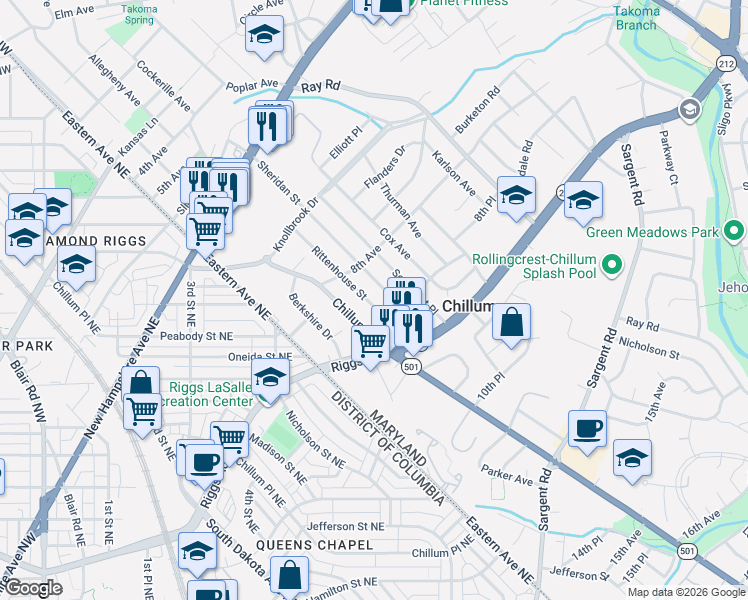 map of restaurants, bars, coffee shops, grocery stores, and more near 101 Independence Avenue Southeast in Washington