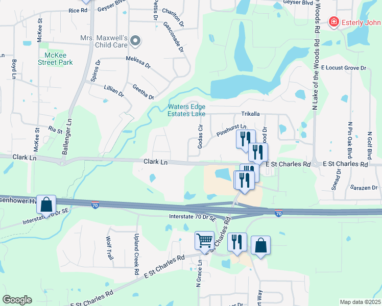 map of restaurants, bars, coffee shops, grocery stores, and more near 1309 Godas Circle in Columbia