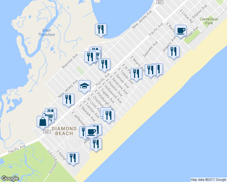 map of restaurants, bars, coffee shops, grocery stores, and more near 8604 Seaview Avenue in Wildwood Crest