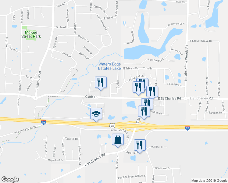 map of restaurants, bars, coffee shops, grocery stores, and more near 1309 Godas in Columbia