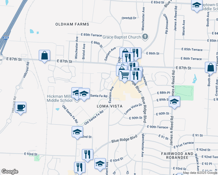 map of restaurants, bars, coffee shops, grocery stores, and more near 9 East Crystal Lane in Kansas City