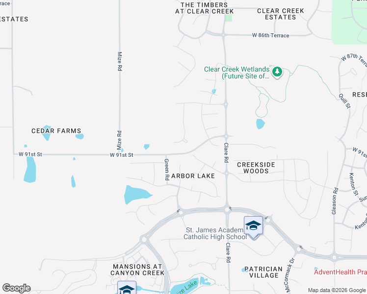 map of restaurants, bars, coffee shops, grocery stores, and more near 9134 Shady Bend Road in Shawnee