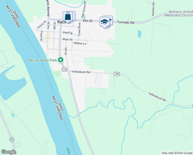 map of restaurants, bars, coffee shops, grocery stores, and more near in Meigs County