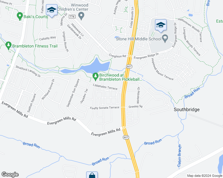 map of restaurants, bars, coffee shops, grocery stores, and more near 23631 Havelock Walk Terrace in Ashburn