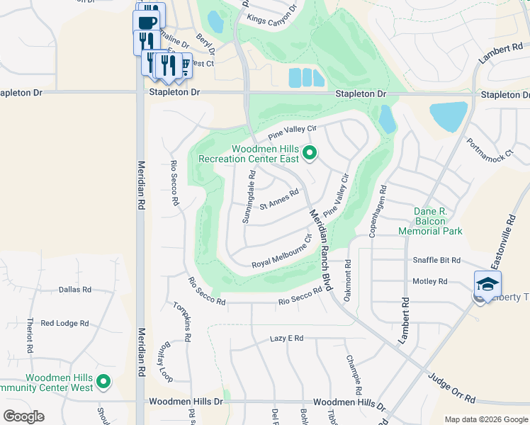 map of restaurants, bars, coffee shops, grocery stores, and more near 12230 Crystal Downs Road in Peyton