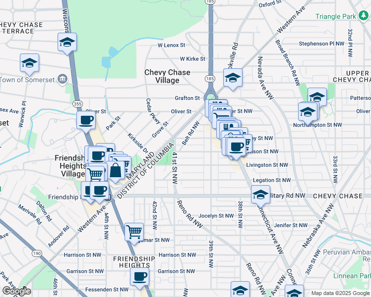 map of restaurants, bars, coffee shops, grocery stores, and more near 3935 Morrison Street Northwest in Washington