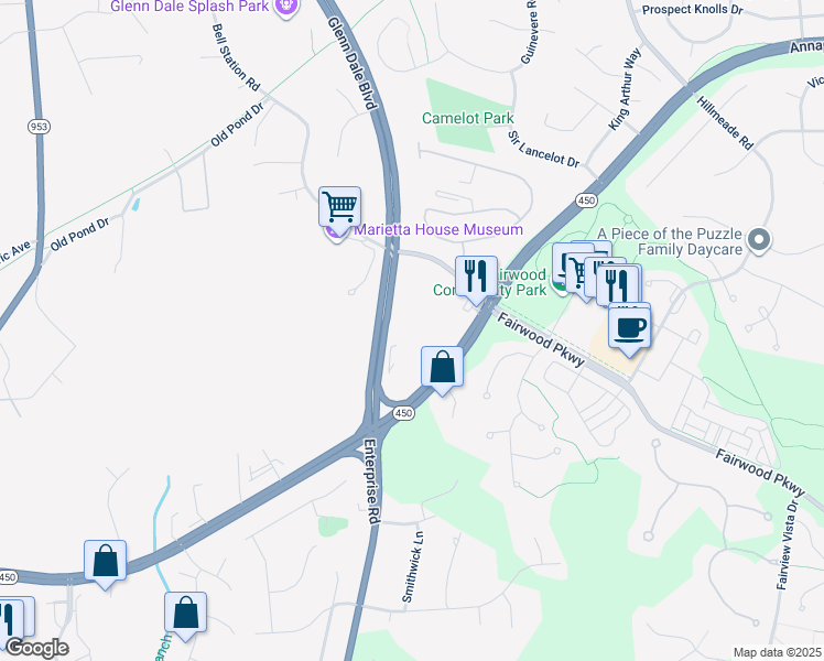 map of restaurants, bars, coffee shops, grocery stores, and more near 12200 Annapolis Road in Glenn Dale