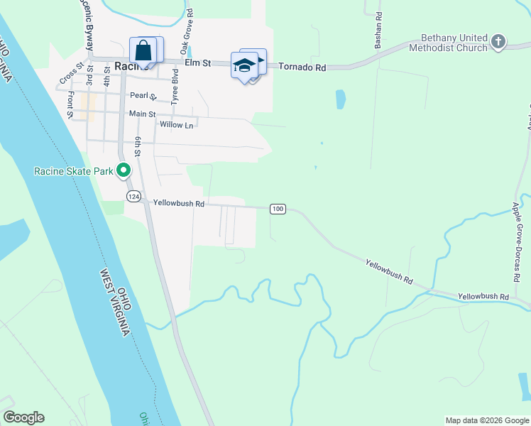 map of restaurants, bars, coffee shops, grocery stores, and more near 1020 Yellowbush Road in Racine