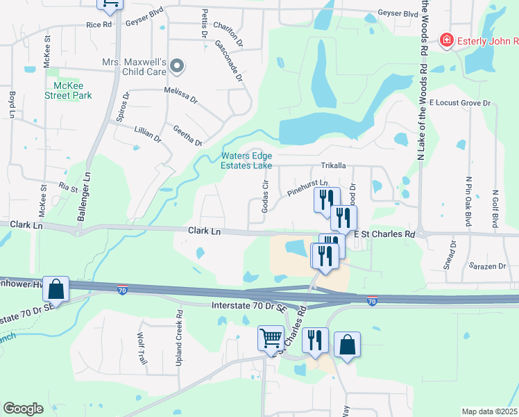 map of restaurants, bars, coffee shops, grocery stores, and more near 1321 Godas in Columbia