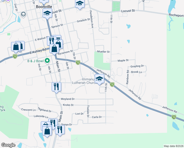 map of restaurants, bars, coffee shops, grocery stores, and more near 10-98 Oak Valley Road in Boonville