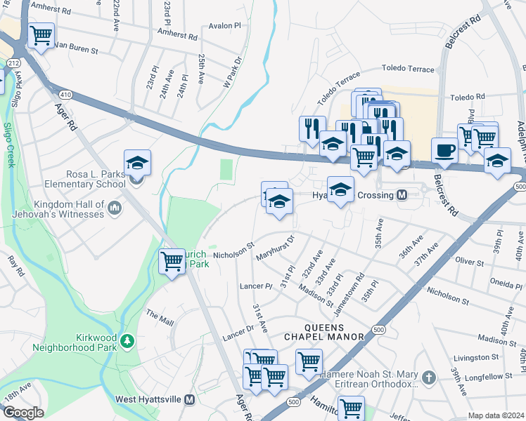 map of restaurants, bars, coffee shops, grocery stores, and more near 101 Independence Avenue Southeast in Washington