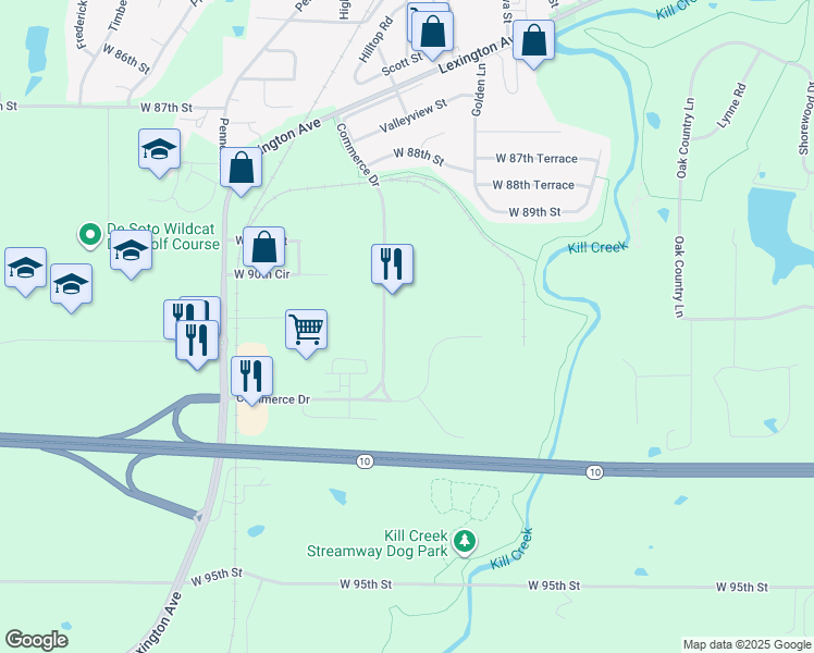 map of restaurants, bars, coffee shops, grocery stores, and more near 9201 Packaging Ln in De Soto