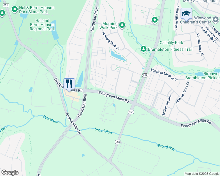 map of restaurants, bars, coffee shops, grocery stores, and more near 42291 Jessica Farm Terrace in Ashburn