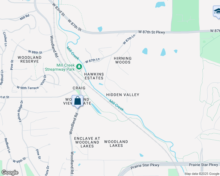 map of restaurants, bars, coffee shops, grocery stores, and more near 8922 Millstone Circle in Lenexa