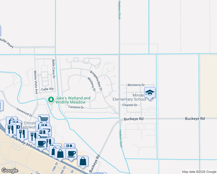 map of restaurants, bars, coffee shops, grocery stores, and more near 1758 Fox Glove Court in Minden