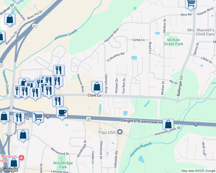 map of restaurants, bars, coffee shops, grocery stores, and more near 4004 Imperial in Columbia