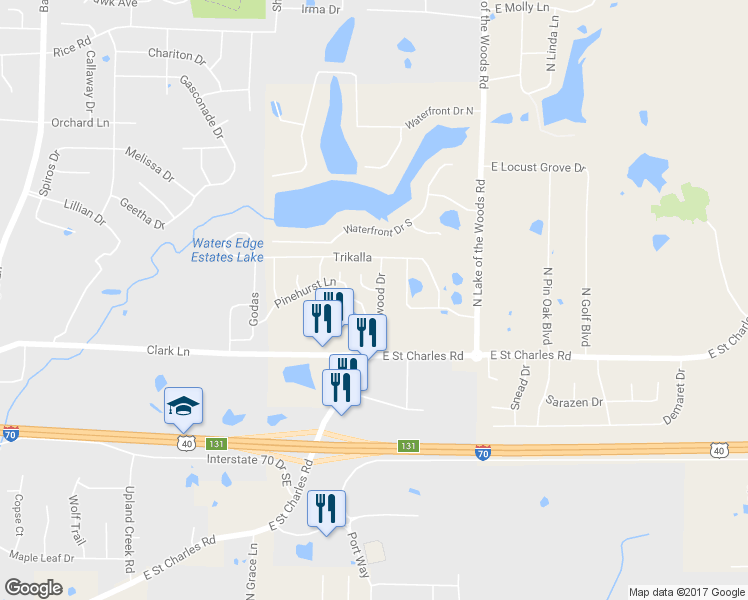 map of restaurants, bars, coffee shops, grocery stores, and more near 1611 Lakewood Drive in Columbia