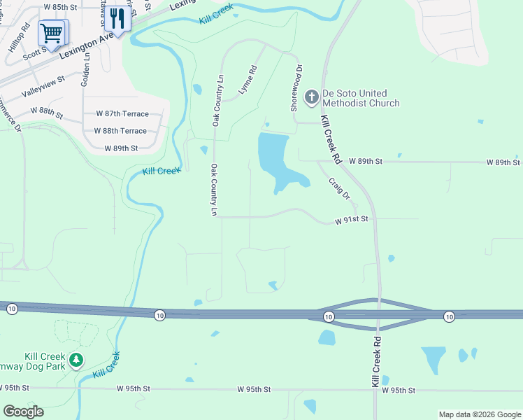 map of restaurants, bars, coffee shops, grocery stores, and more near 9007 Scott Drive in De Soto