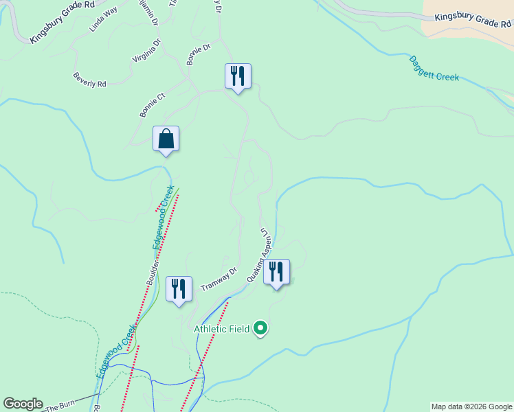 map of restaurants, bars, coffee shops, grocery stores, and more near 323 Tramway Drive in Glenbrook