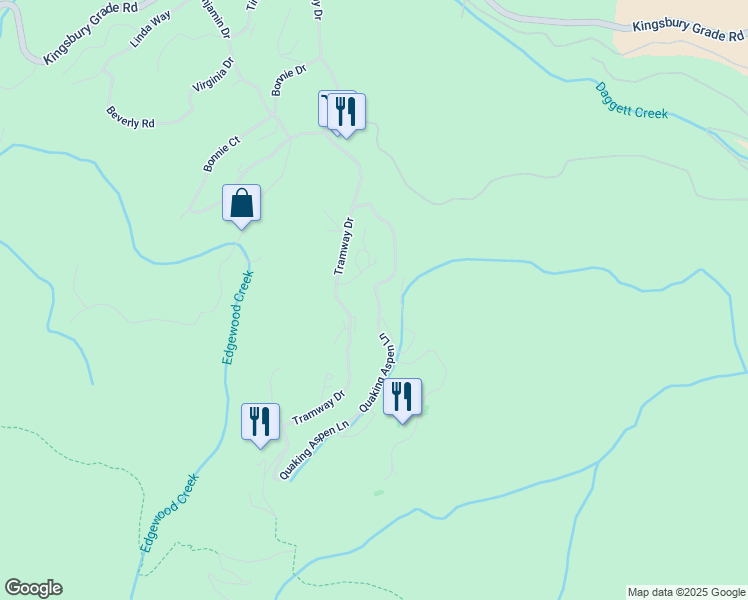 map of restaurants, bars, coffee shops, grocery stores, and more near 323 Tramway Drive in Glenbrook