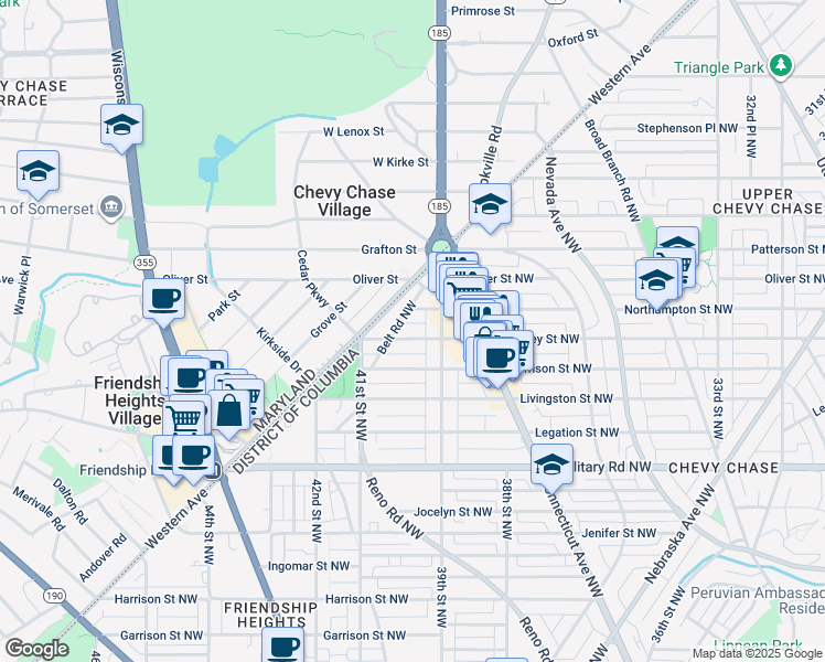 map of restaurants, bars, coffee shops, grocery stores, and more near 3915 McKinley Street Northwest in Washington