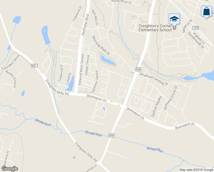 map of restaurants, bars, coffee shops, grocery stores, and more near Boca Field Terrace in Ashburn