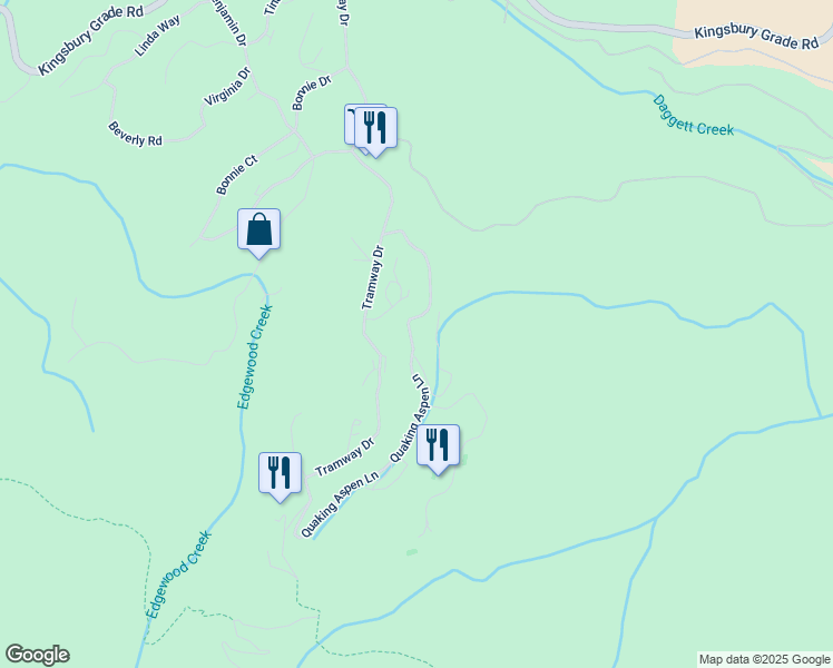map of restaurants, bars, coffee shops, grocery stores, and more near 317 Quaking Aspen Lane in Stateline