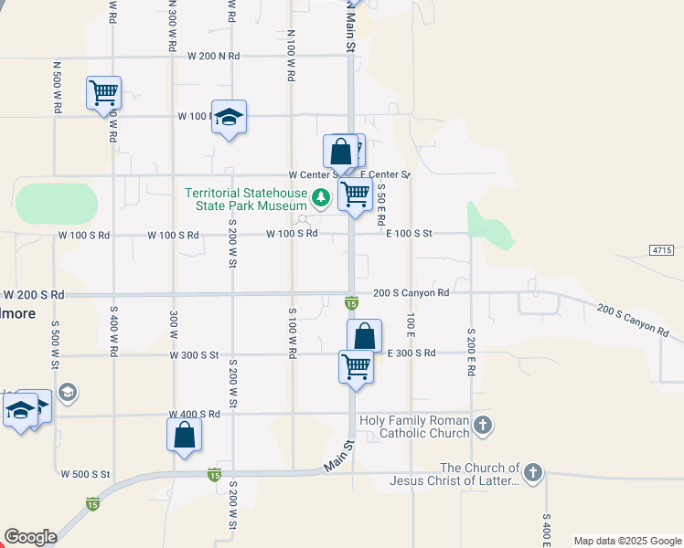 map of restaurants, bars, coffee shops, grocery stores, and more near 170 South Main Street in Fillmore