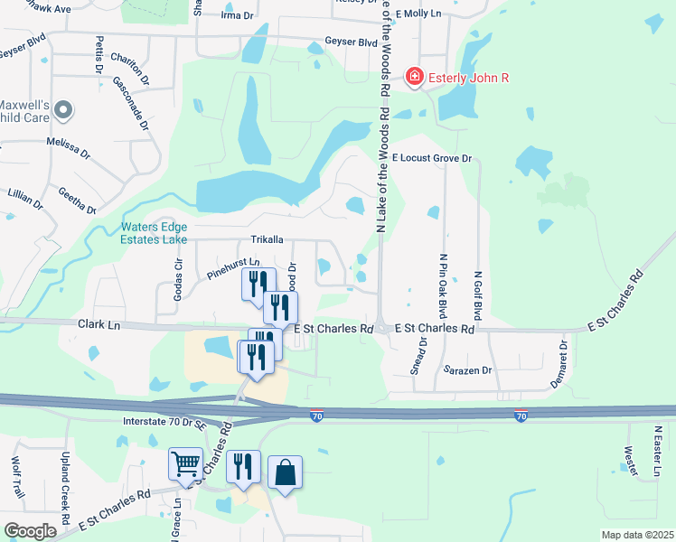 map of restaurants, bars, coffee shops, grocery stores, and more near 1621 North Doulton Drive in Columbia