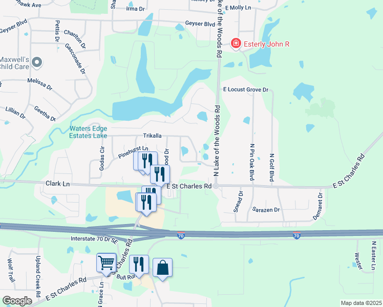 map of restaurants, bars, coffee shops, grocery stores, and more near 1621 North Doulton Drive in Columbia