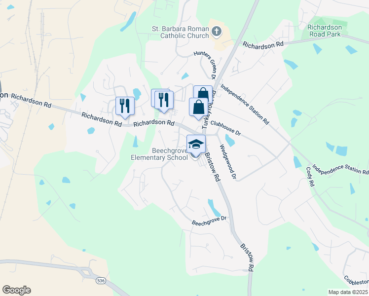 map of restaurants, bars, coffee shops, grocery stores, and more near 1052 Oakwood Court in Independence
