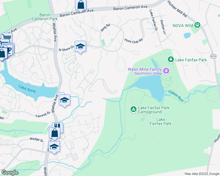 map of restaurants, bars, coffee shops, grocery stores, and more near 11012 Becontree Lake Drive in Reston