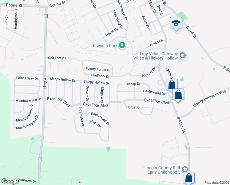 map of restaurants, bars, coffee shops, grocery stores, and more near 1552 Bishop Drive in Troy