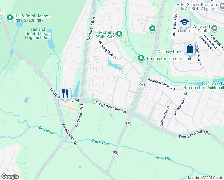 map of restaurants, bars, coffee shops, grocery stores, and more near 42331 Christophers View Terrace in Ashburn