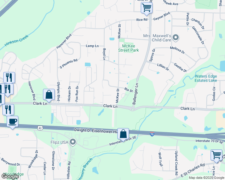 map of restaurants, bars, coffee shops, grocery stores, and more near 1407 McKee Street in Columbia