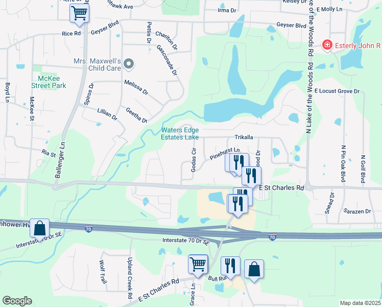 map of restaurants, bars, coffee shops, grocery stores, and more near 1329 Godas in Columbia