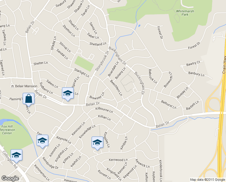 map of restaurants, bars, coffee shops, grocery stores, and more near 12612 Blackwell Lane in Bowie