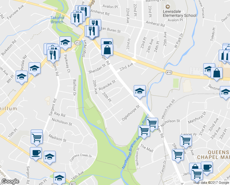 map of restaurants, bars, coffee shops, grocery stores, and more near 2008 Patterson Street in Hyattsville