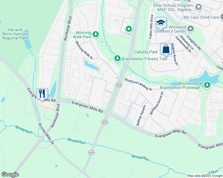 map of restaurants, bars, coffee shops, grocery stores, and more near Grahams Stable Square in Ashburn