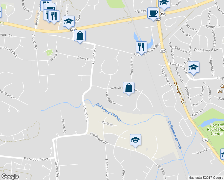 map of restaurants, bars, coffee shops, grocery stores, and more near 13903 Westview Forest Drive in Bowie