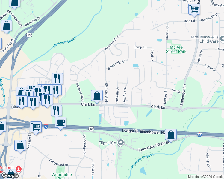 map of restaurants, bars, coffee shops, grocery stores, and more near 4004 Imperial in Columbia