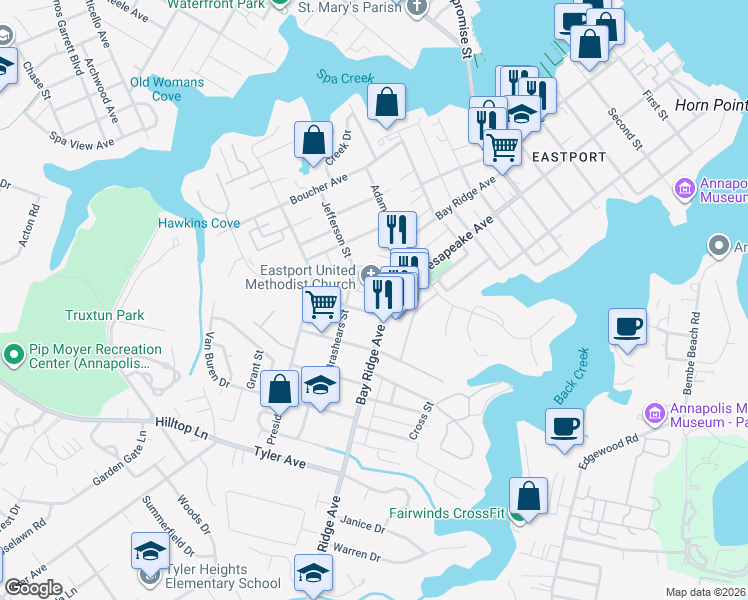 map of restaurants, bars, coffee shops, grocery stores, and more near 101 Independence Avenue Southeast in Washington