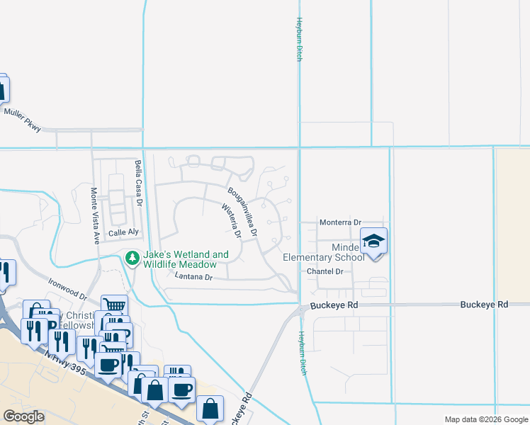 map of restaurants, bars, coffee shops, grocery stores, and more near 1758 Fox Glove Court in Minden