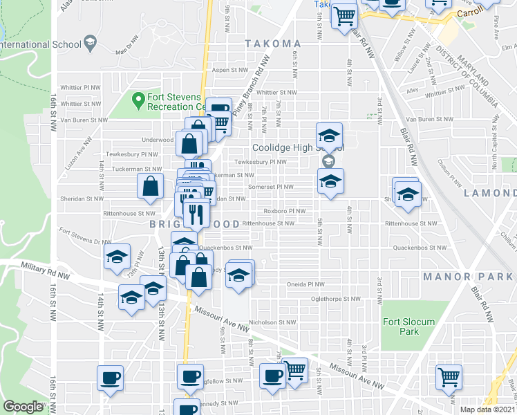 map of restaurants, bars, coffee shops, grocery stores, and more near 101 Independence Avenue Southeast in Washington