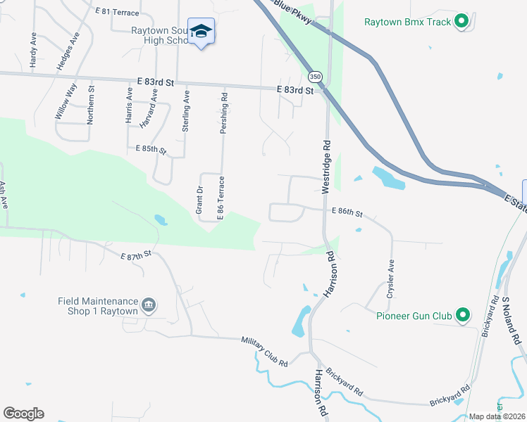 map of restaurants, bars, coffee shops, grocery stores, and more near 8612 Ridgeway Court in Raytown